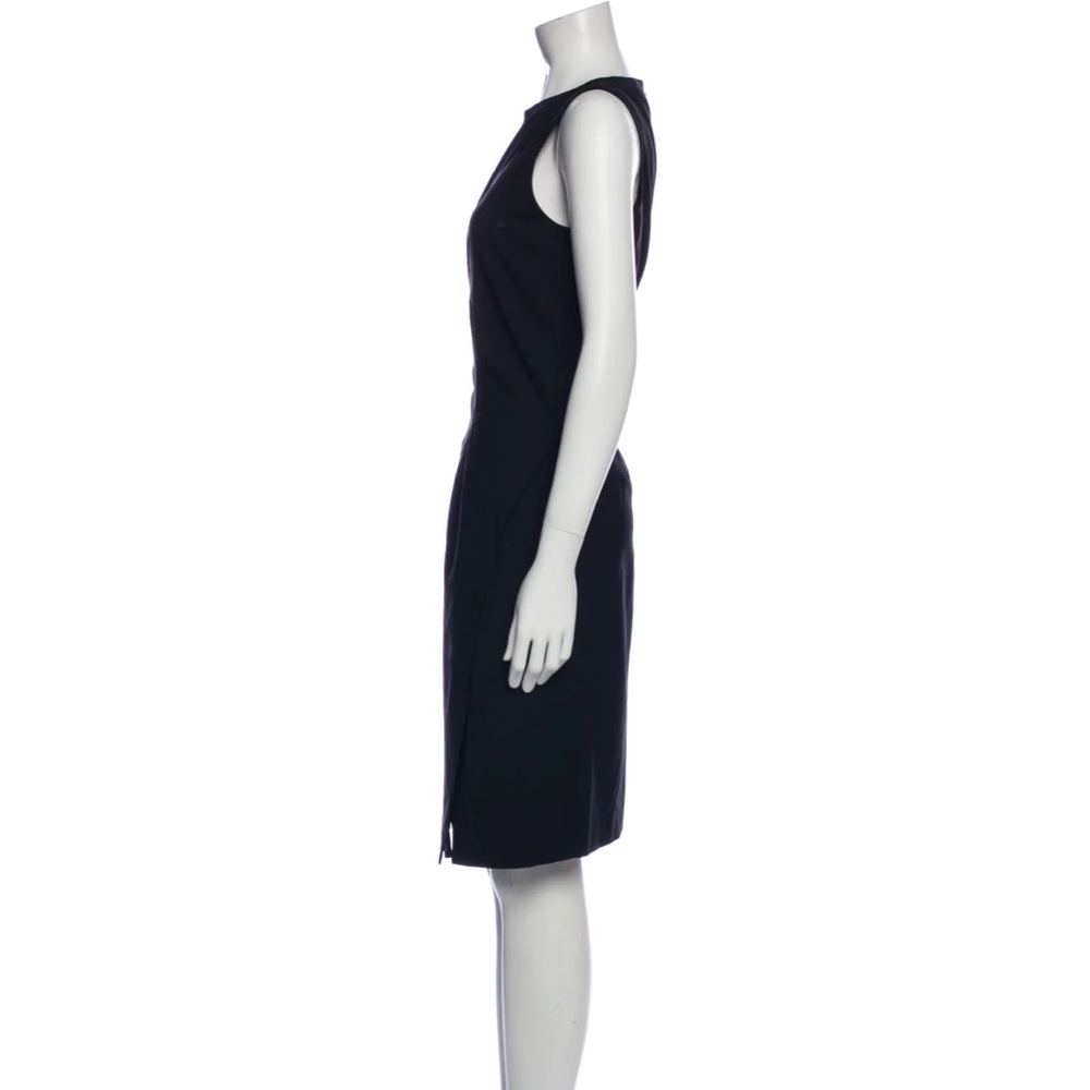 Theory Risbana Knee Length Dress Split Hem Wool Black Size 12 - Picture 2 of 3